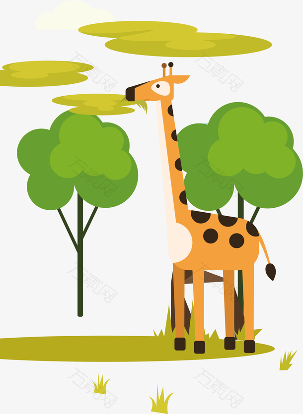 卡通矢量野生动物园长颈鹿素材