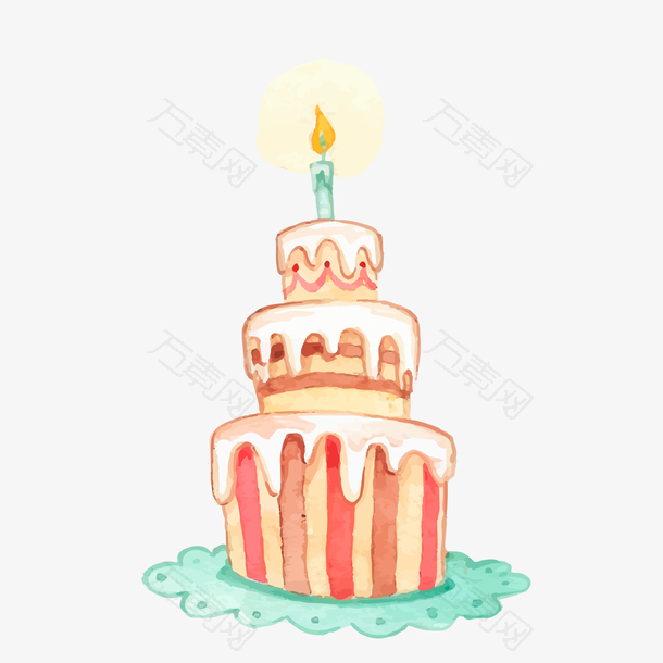 水彩手绘生日蛋糕设计