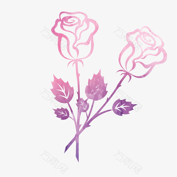 手绘紫色玫瑰设计界