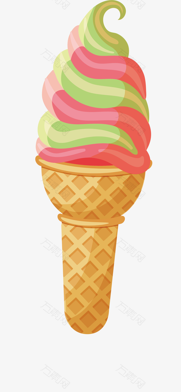 甜品彩色蛋卷冰淇淋矢量素材