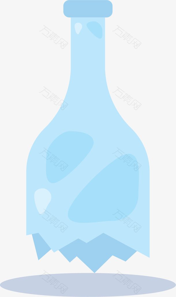 透明细长的酒瓶破裂