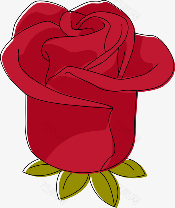 矢量红色玫瑰花素材图