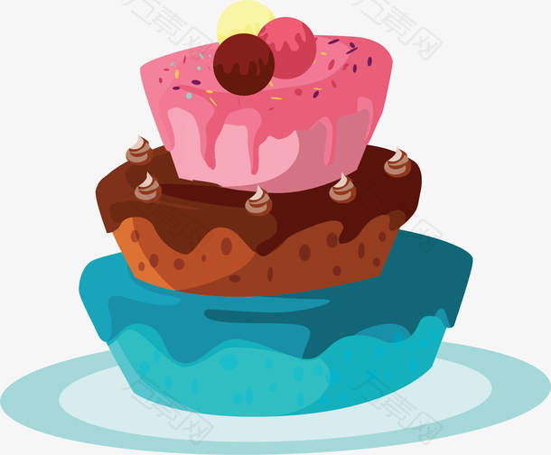 三层彩色生日蛋糕