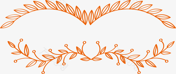 橘色手绘树叶边框