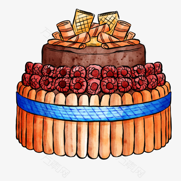 水彩风手绘创意造型生日蛋糕素材