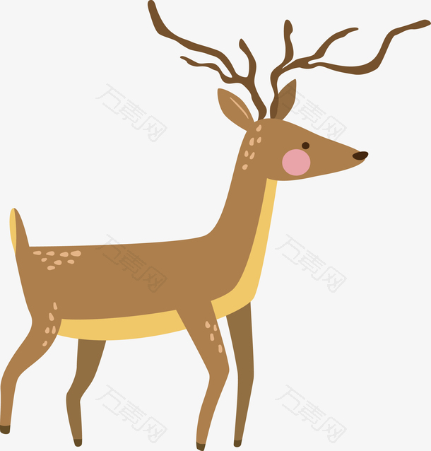 可爱卡通小鹿剪影动物矢量图