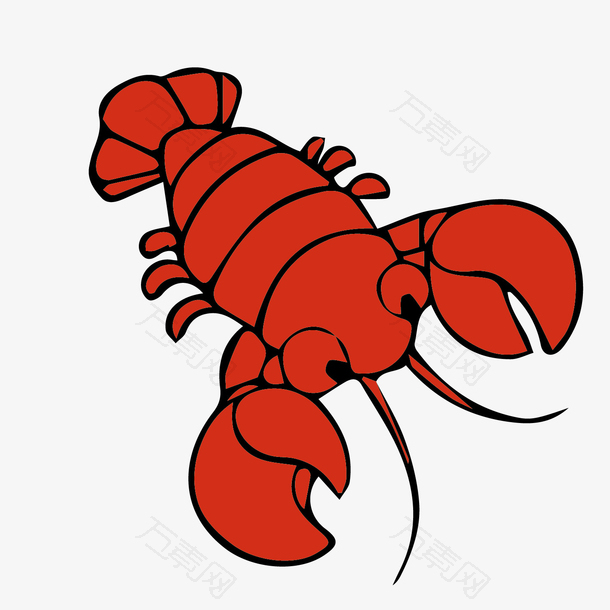 卡通手绘红色小龙虾设计