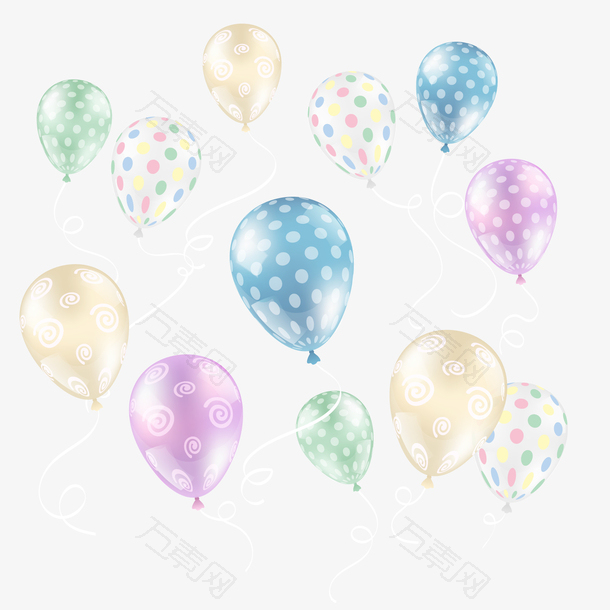 双十一漂浮彩色气球元素