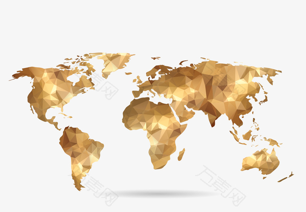 矢量立体金色世界地图