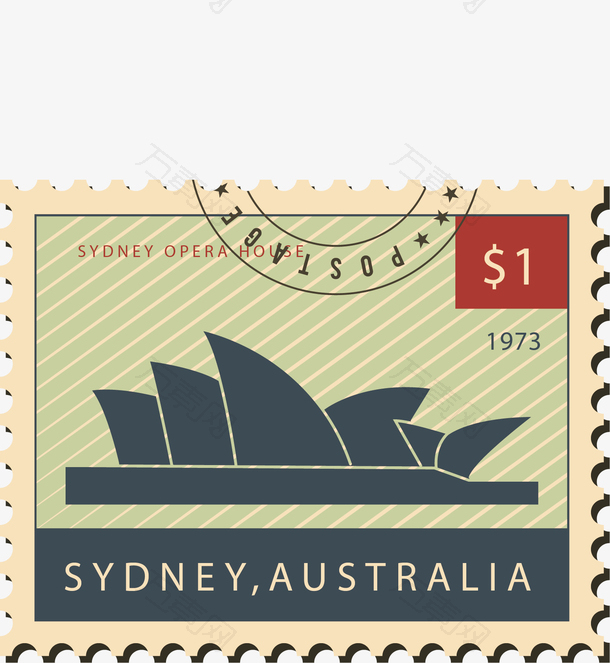 矢量图悉尼歌剧院邮票
