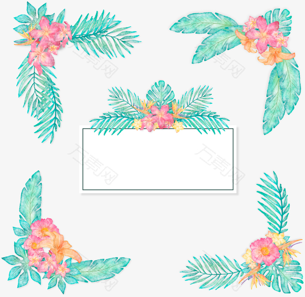 浪漫水彩植物标题框