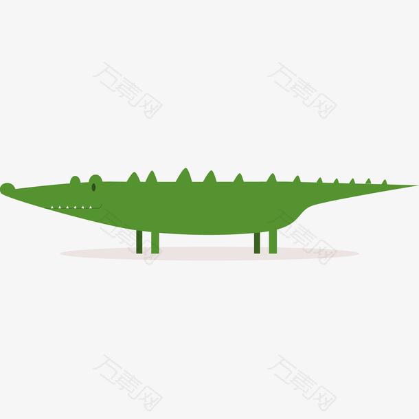 绿色的鳄鱼侧面矢量图