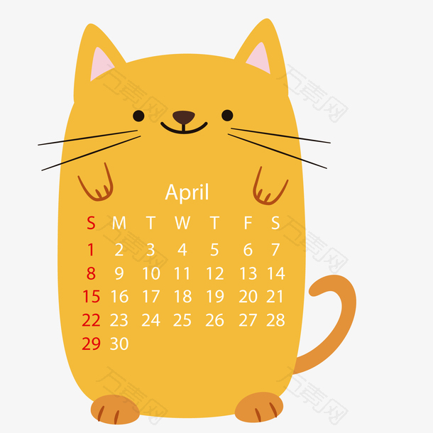小猫咪装饰日历背景