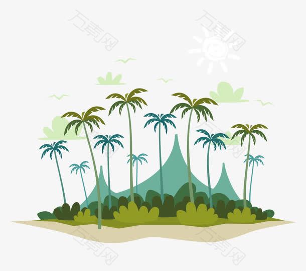夏日海边椰树主题手绘