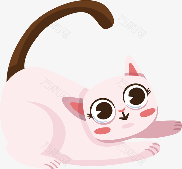 矢量图水彩粉色猫咪