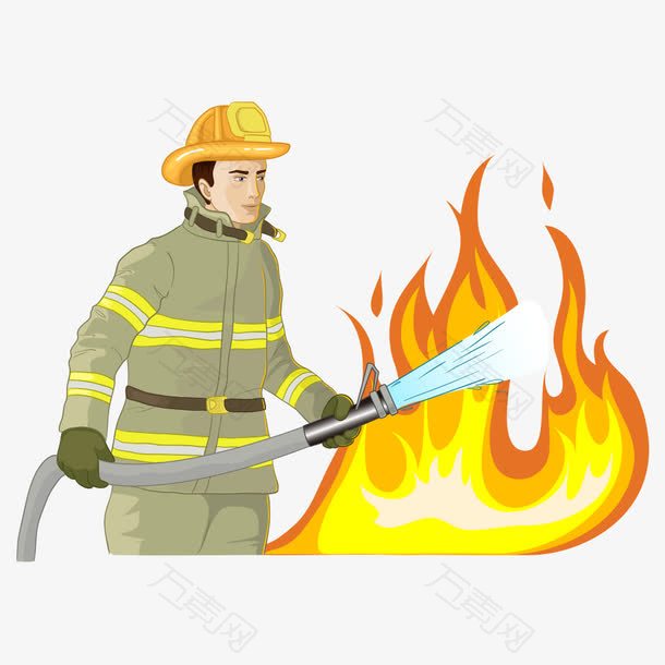 灭火的卡通消防员