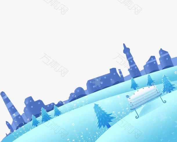 卡通手绘城市雪景
