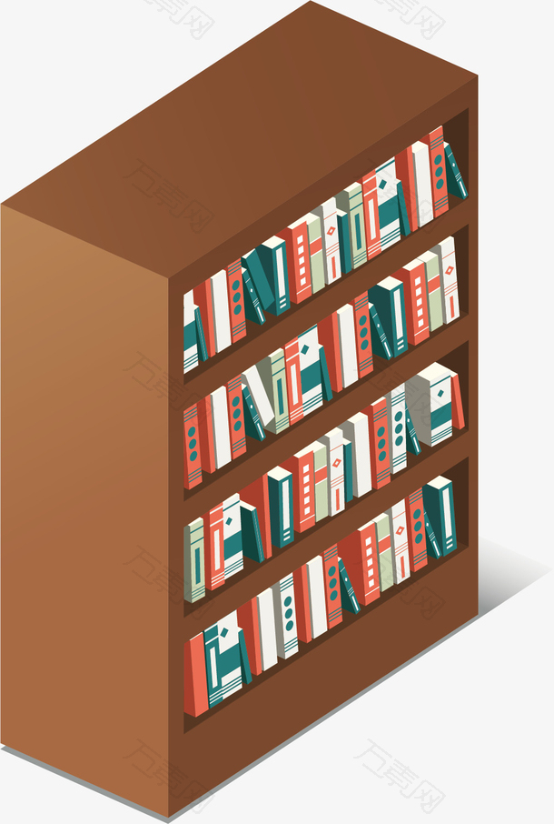 矢量图装满书的书架