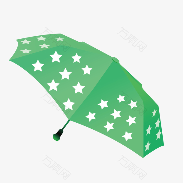 矢量绿色星星雨伞学生伞