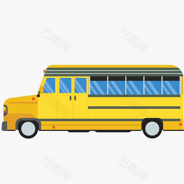黄色创意大巴士元素