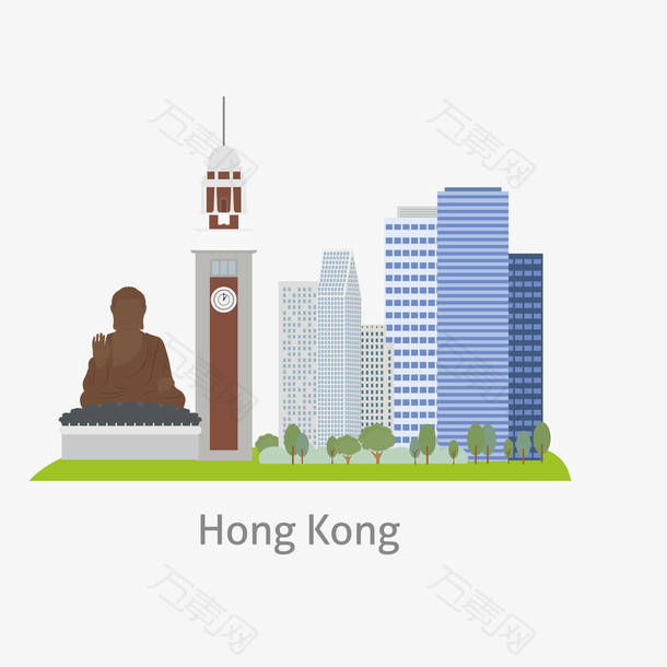 香港风景设计矢量图