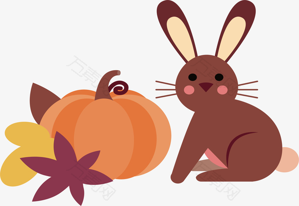 秋天兔子和南瓜
