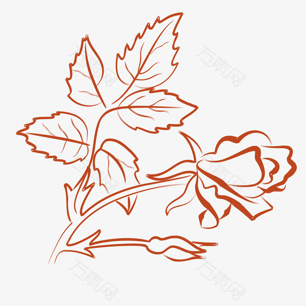 手绘玫瑰花设计素材