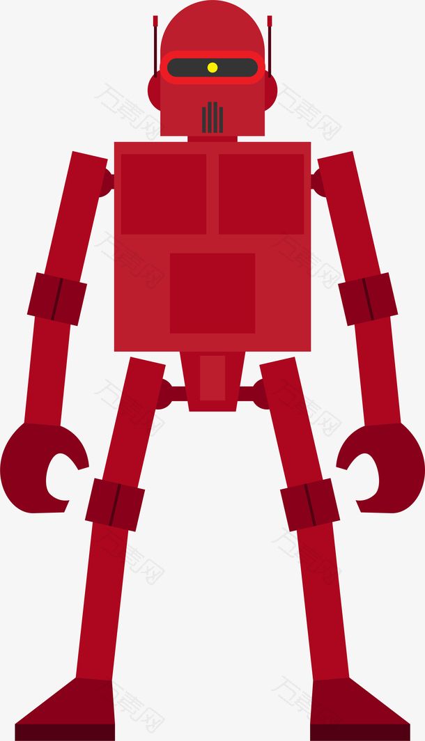 手绘红色人工智能机器人
