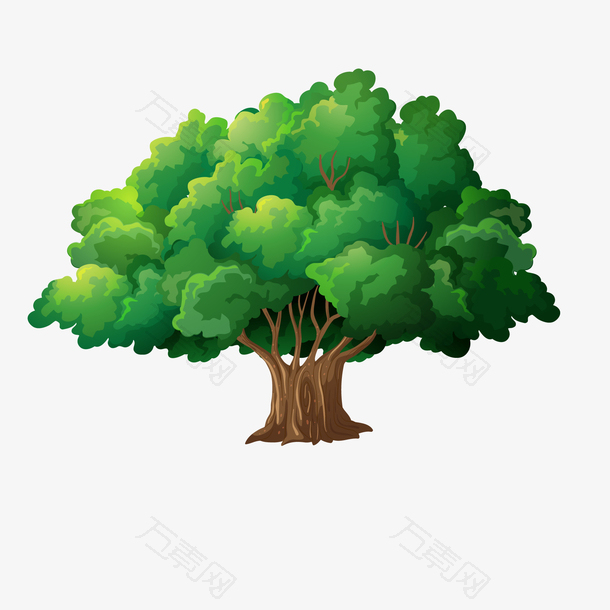 卡通绿色的大树设计
