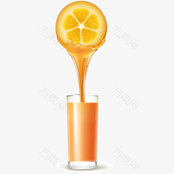 新鲜橙汁矢量插画