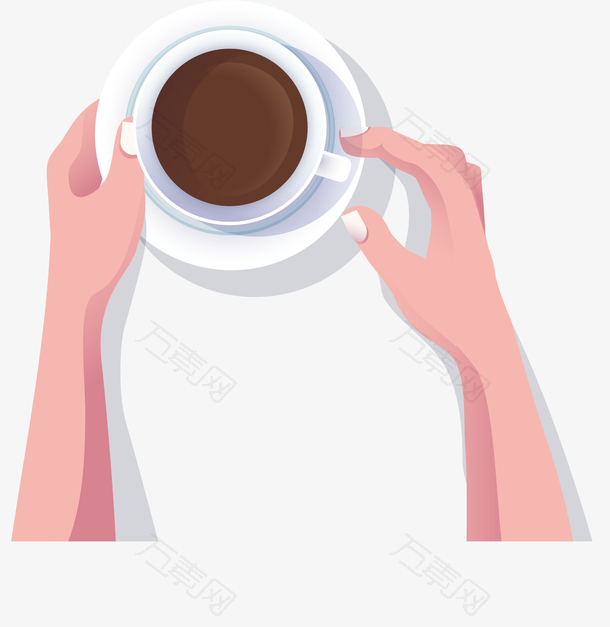 双手拿着咖啡杯喝咖啡
