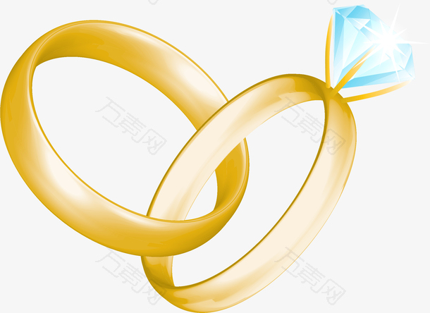 黄金材质镶钻结婚戒指