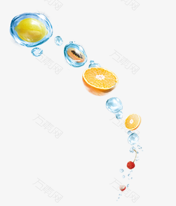 水滴水果漂浮素材