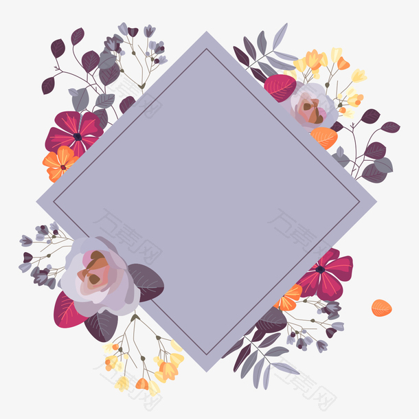 紫色花卉装饰边框