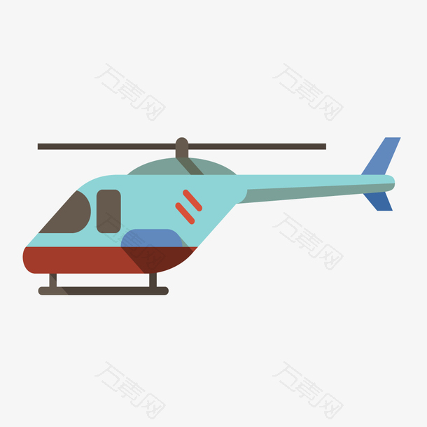 扁平化交通工具直升飞机插图矢量