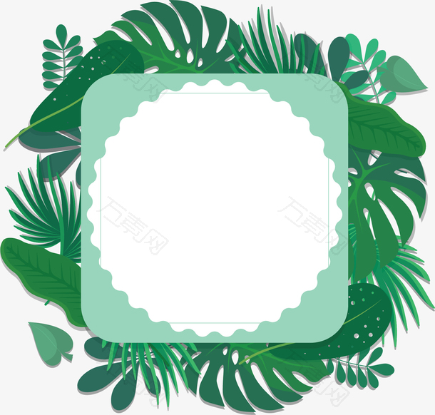 深绿色树叶装饰框