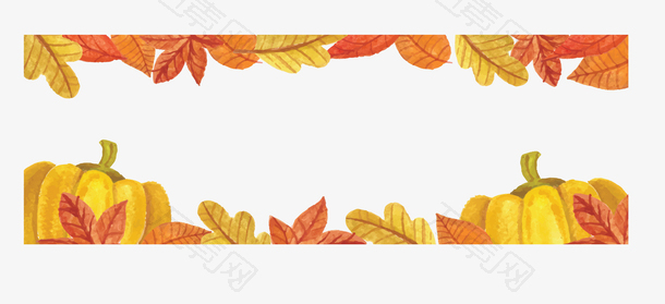 手绘水彩秋天树叶