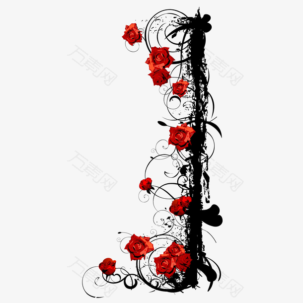 玫瑰花卉装饰矢量图