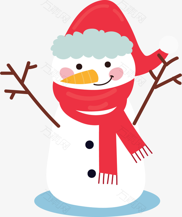 开心欢呼圣诞帽雪人