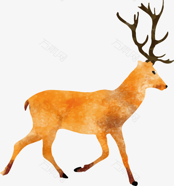 水彩绘小鹿动物矢量图