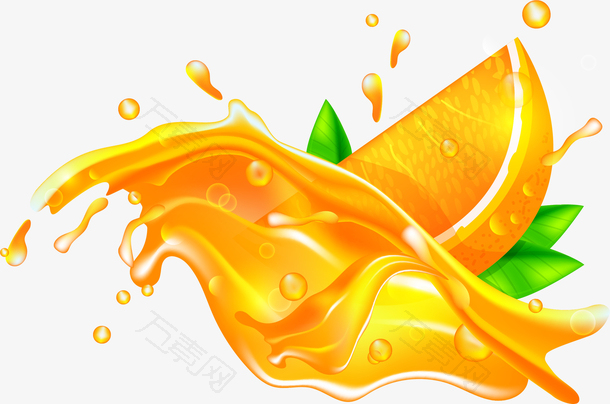 手绘橙子果汁飞溅