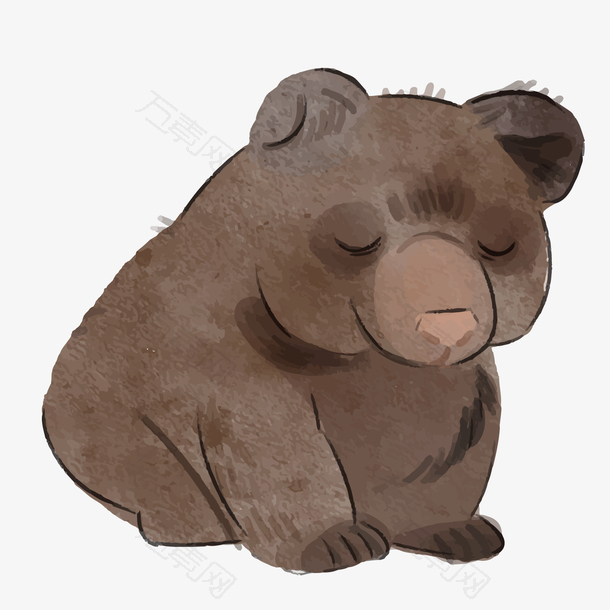 棕色小熊手绘卡通