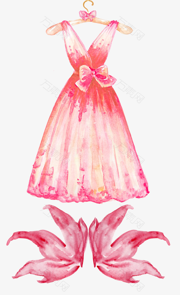 手绘粉色婚纱