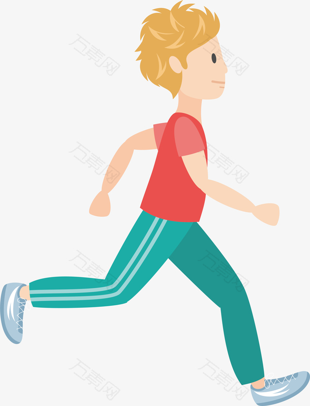 跑步健身主题红衣少年矢量素材
