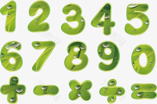 矢量图创意绿色数字合集