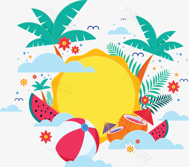海边夏日水果海报