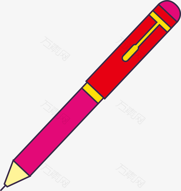 红紫色卡通彩绘钢笔