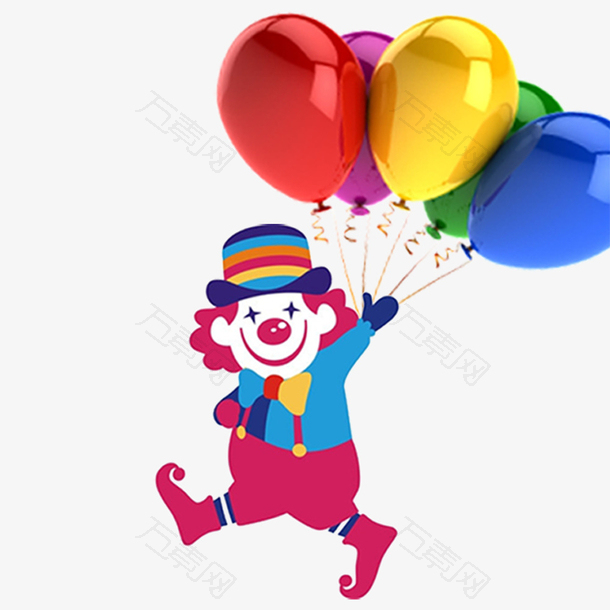 小丑拿着气球卡通人物设计