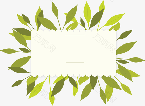绿色秋季茶叶边框