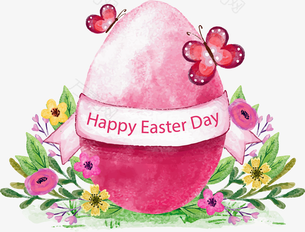 粉色手绘复活节彩蛋